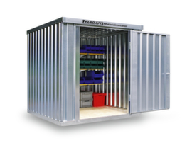 S&auml;bu Gegalvaniseerde materiaalcontainer FLADAFI&reg; met openslaande deur