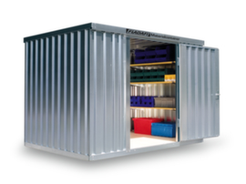 S&auml;bu Gegalvaniseerde materiaalcontainer FLADAFI&reg; met openslaande deur