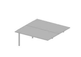 Quadrifoglio In hoogte verstelbare aanbouwtafel Practika voor benchtafel met 4-voetonderstel, breedte x diepte 1600 x 1600 mm, plaat grijs