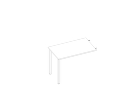 Quadrifoglio Aanbouwtafel Practika voor bureau met 4-voetonderstel, breedte x diepte 1000 x 600 mm, plaat wit