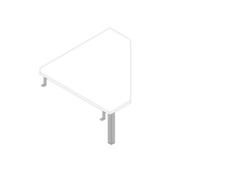 Quadrifoglio Hoekig koppelelement voor bureau Practika voor 4-voetonderstel, breedte x diepte 840 x 840 mm, plaat wit