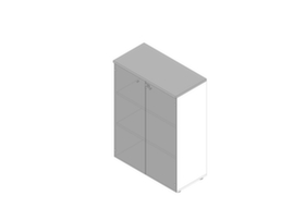 Quadrifoglio Kantoorkast met glasdeuren Practika met deuren zonder frame, 3 ordnerhoogten, romp wit/grijs