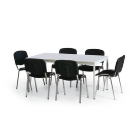 Tafel-stoel-combinatie met 6 zwarte beklede stoelen