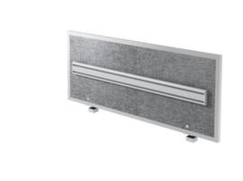 Geluidabsorberende tafelscheidingswand ATO 12 met aluminium frame en organisatierail, hoogte x breedte 500 x 1195 mm, wand grijs gemêleerd