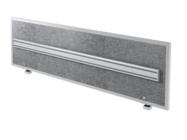Geluidabsorberende tafelscheidingswand ATO 18 met aluminium frame en organisatierail, hoogte x breedte 500 x 1795 mm, wand grijs gemêleerd