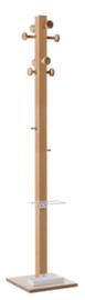 Paperflow Staande kapstok easyCloth Wood Range Modell <C> van hout met parapluhouder, met 8/2 haken, beuken/wit