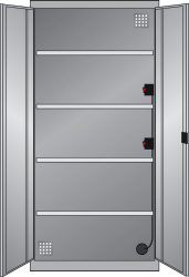 Thurmetall Elektro-kast met openslaande deuren, uitvoering FR, duifblauw/lichtblauw