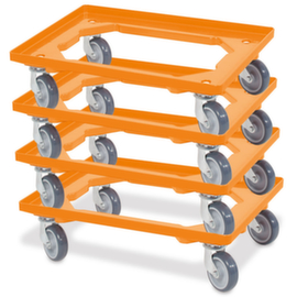 Set onderwagens met open hoekframe, draagvermogen 250 kg, oranje