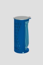 Vuilniszakstandaard van geperforeerd plaatstaal, voor 120-liter-zakken, RAL5010 gentiaanblauw, deksel zilverkleurig