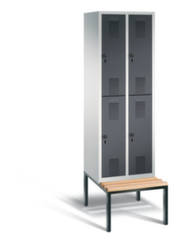 C+P Dubbeldekse locker Evolo met ondergebouwde zitbank + 2x2 vakken, vakbreedte 300 mm