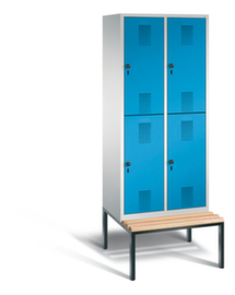 C+P Dubbeldekse locker Evolo met ondergebouwde zitbank + 2x2 vakken, vakbreedte 400 mm
