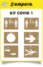 a.m.p.e.r.e. set sjablonen Covid1 voor vloermarkering, veiligheidsafstand 1 en 2 m, cirkel, pijl, gangpad, voetgangers