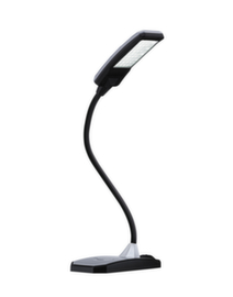 Hansa LED-tafellamp Twist met zwanenhals en USB-aansluiting, licht neutraalwit, zilverkleurig