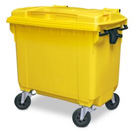 Vuilcontainer met scharnierdeksel, 660 l, geel