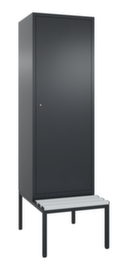 C+P Locker Evolo met ondergebouwde zitbank + 2 vakken met 1 deur, vakbreedte 300 mm