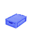 Euronorm-stapelbakken, blauw, inhoud 32 l, Tweedelig scharnierdeksel
