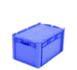 Euronorm-stapelbakken, blauw, inhoud 63 l, Tweedelig scharnierdeksel