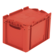 Euronorm-stapelbakken, rood, inhoud 25 l, Tweedelig scharnierdeksel