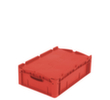 Euronorm-stapelbakken, rood, inhoud 32 l, Tweedelig scharnierdeksel