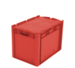 Euronorm-stapelbakken, rood, inhoud 84 l, Tweedelig scharnierdeksel