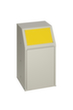 VAR Recycleerbare materiaalcollector met voorflap, 39 l, RAL7032 kiezelgrijs, deksel geel
