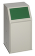 VAR Recycleerbare materiaalcollector met voorflap, 39 l, RAL7032 kiezelgrijs, deksel groen