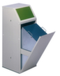 VAR Recycleerbare materiaalcollector met voorflap, 69 l, RAL7032 kiezelgrijs, deksel groen