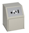 VAR Recycleerbare materiaalcollector met voorflap, 23 l, RAL7032 kiezelgrijs, deksel rotaxzilverkleurig