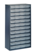 raaco robuuste transparante magazijnbak 1248-01 met metalen frame, 48 lade(n), donkerblauw/transparant