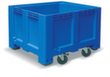 Grote container voor koelhuizen, inhoud 610 l, blauw, 4 zwenkwielen