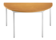 Halfronde multifunctionele tafel met frame van vierkante buis, breedte x diepte 1400 x 700 mm, plaat kersenboom