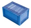 Euronorm stapelcontainers met geribbelde bodem, blauw, inhoud 79 l, Tweedelig scharnierdeksel  S