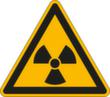 Waarschuwingsbord voor radioactieve/ioniserende stoffen, sticker
