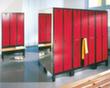 C+P Dubbeldekse locker Evolo lichtgrijs met ondergebouwde zitbank + 1x2 vakken + decordeuren, vakbreedte 300 mm