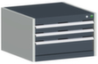 bott Ladekast cubio oppervlak 650 x 650 mm, 3 lade(n), RAL7035 lichtgrijs/RAL7016 antracietgrijs