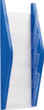 helit Gebogen wanddisplay "the arc" met 4 vakken, 4 planken, onderstel blauw doorschijnend