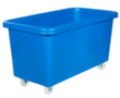 Mobiele rechthoekige container voedselveilig + versterkte basis, inhoud 450 l, blauw