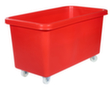 Mobiele rechthoekige container voedselveilig + versterkte basis, inhoud 450 l, rood