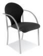 Nowy Styl Bezoekersstoel met gebogen armleuningen, zitting kunstleer, zwart