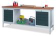 PAVOY Werkbank met frame in lichtgrijs en beuken-multiplexblad  S