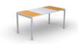 Schrijfkitsch easyDesk in bicolor-look, 4-voetonderstel, breedte 1400 mm, oranje/wit/wit