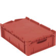 Euronorm-stapelbakken, rood, inhoud 32 l, Tweedelig scharnierdeksel  S