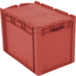 Euronorm-stapelbakken, rood, inhoud 84 l, Tweedelig scharnierdeksel  S