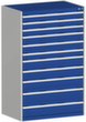 bott Ladekast cubio oppervlak 1050 x 650 mm, 11 lade(n), RAL7035 lichtgrijs/RAL5010 gentiaanblauw
