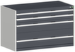 bott Ladekast cubio oppervlak 1300 x 750 mm, 4 lade(n), RAL7035 lichtgrijs/RAL7016 antracietgrijs