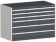 bott Ladekast cubio oppervlak 1300 x 650 mm, 6 lade(n), RAL7035 lichtgrijs/RAL7016 antracietgrijs