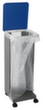 stumpf Mobiele vuilniszakstandaard HM 75, voor 75-liter-zakken, grijs-aluminiumkleurig, deksel RAL5010 gentiaanblauw  S