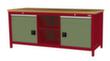 Bedrunka + Hirth Werkbank met massief beukenhouten blad Frame in vele kleuren, 2 laden, 2 kasten, 2 legborden