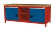 Bedrunka + Hirth Werkbank met massief beukenhouten blad Frame in vele kleuren, 2 laden, 2 kasten, 2 legborden