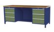 Bedrunka + Hirth Werkbank met massief beukenhouten blad Frame in vele kleuren, 6 laden, 1/2 legbord